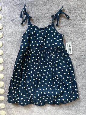 Old Navy Navy Polka Dot Tie-Strap Bubble Dress